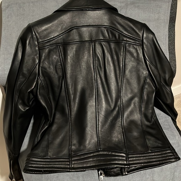 NWOT Michael Kors Black Moto Leather Jacket Medium - Picture 5 of 8
